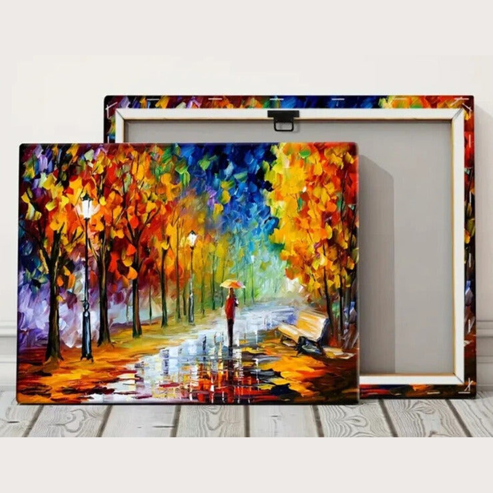 Nordic Style, Colorful Landscape Canvas Print Framed 12" x 16" Wall Art Home & Garden:Home Décor:Posters & Prints Style Your Walls